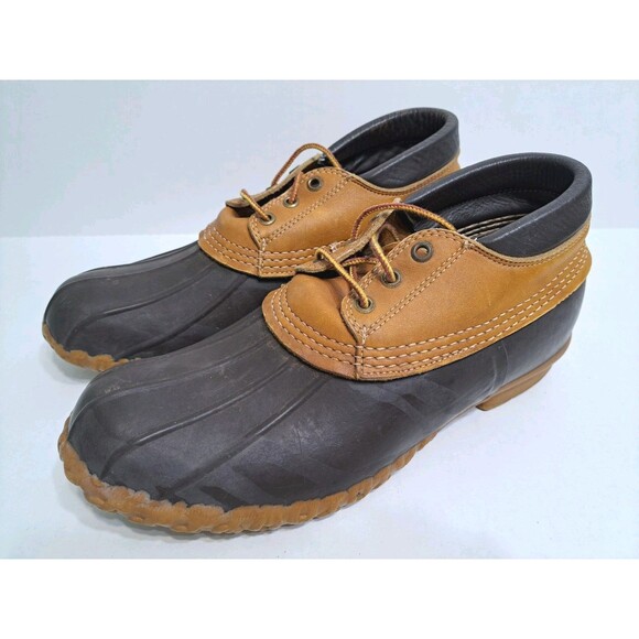 LL Bean Mens Size 9 BEAN BOOTS Leather Low Duck Hunting Rain Shoes USA Made - Picture 1 of 11